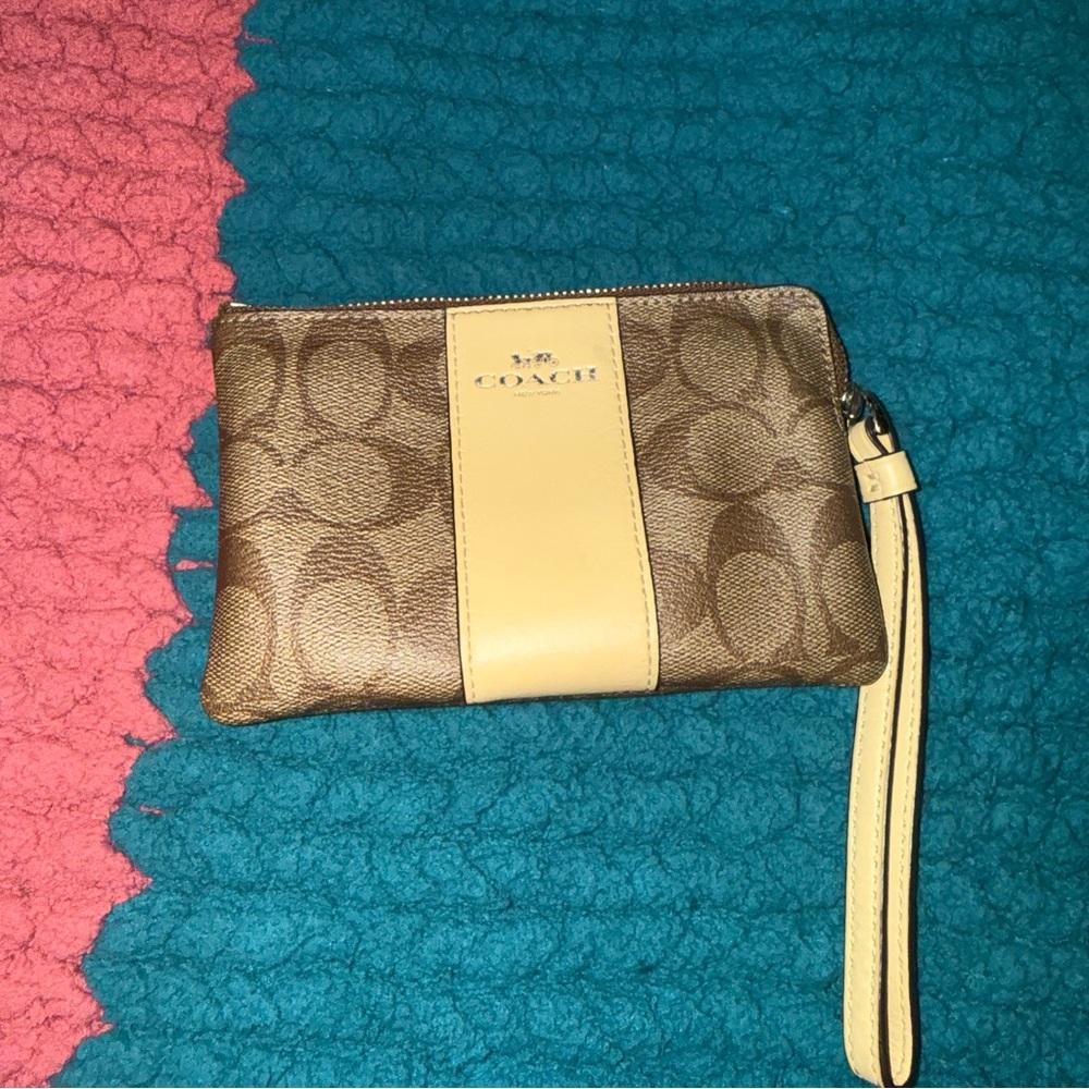 Coach Tan and Cream Wristlet